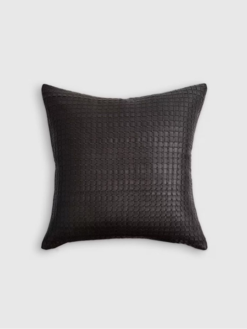 Leather Basketweave Pillow Cover Black 20 x 20